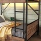 preview thumbnail 6 of 13, Detachable Bunk Bed Convertible 2 Beds, Black Metal Twin XL Over Twin XL Bed Frame with 2 Drawers, Lights and Charge Station