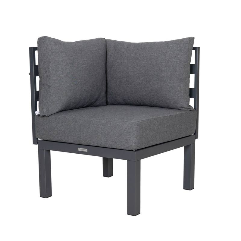 Chelsea 6-Piece Outdoor Patio Sectional Set in Black Aluminum with Removable Cushions for Backyard Garden and Patio Deck
