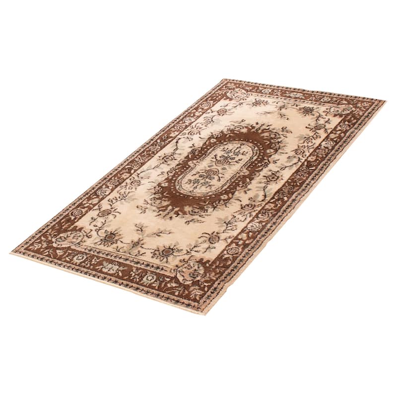 ECARPETGALLERY Hand-knotted Melis Vintage Cream Wool Rug - 3'8 x 6'7