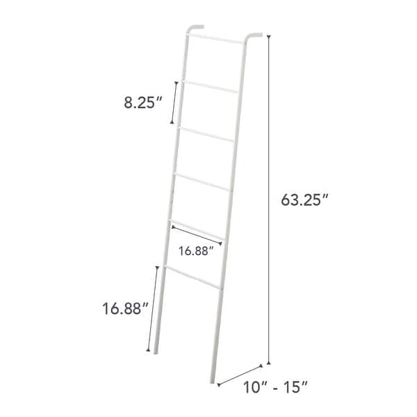 dimension image slide 0 of 3, Yamazaki Home Leaning Storage Ladder - Two Styles, Steel, Ladder, Holds 13.2 lbs - L 9.45 x W 17.72 x H 62.99 inches
