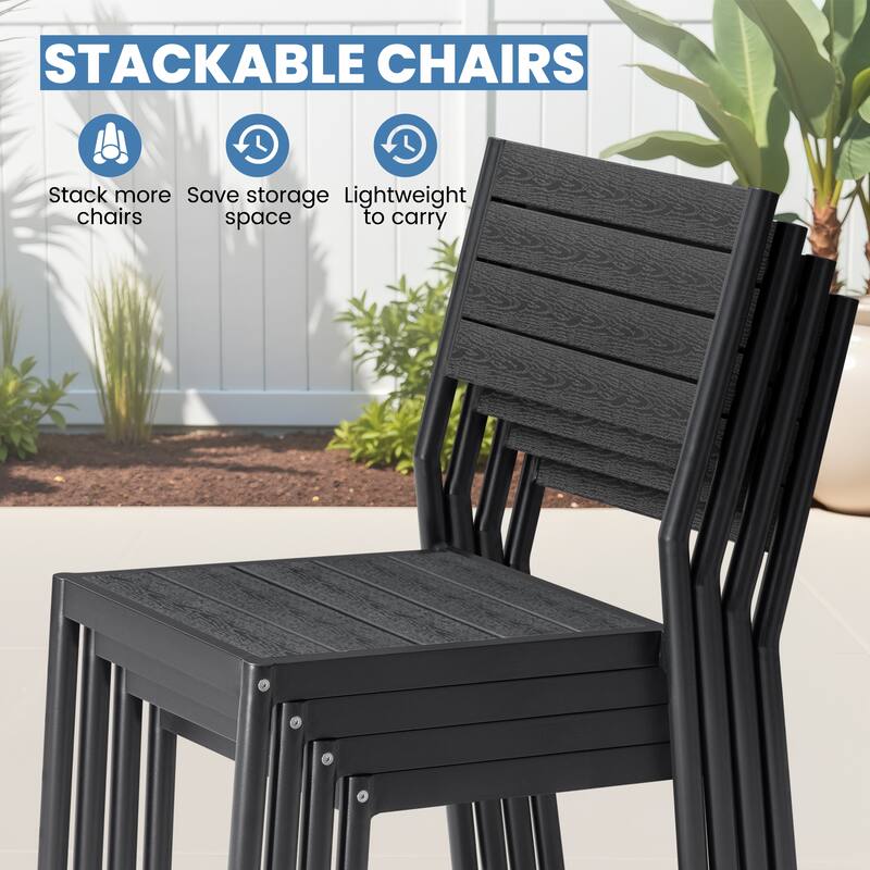 9-piece Outdoor Patio Aluminum Rectangle Dining Set with Chairs Umbrella Hole