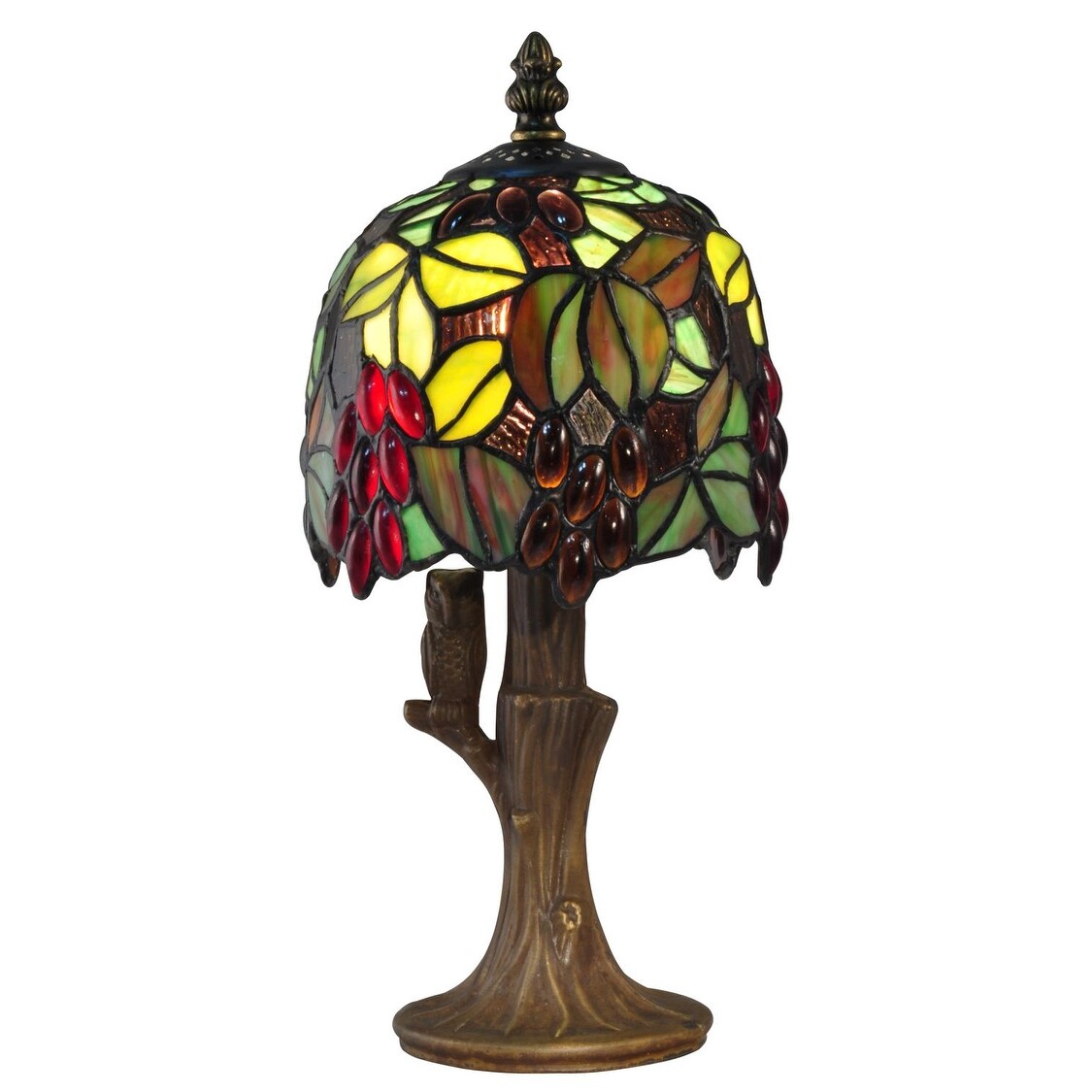Shop 12 25 Deep Red And Brown Grape Vine Hand Crafted Glass Tiffany Style Table Lamp Overstock 22579040