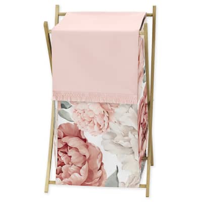Boho Shabby Chic Floral Girl Laundry Hamper Ivory Bohemian Vintage Garden Watercolor Flower Nature Elegant Pastel Dusty Rose