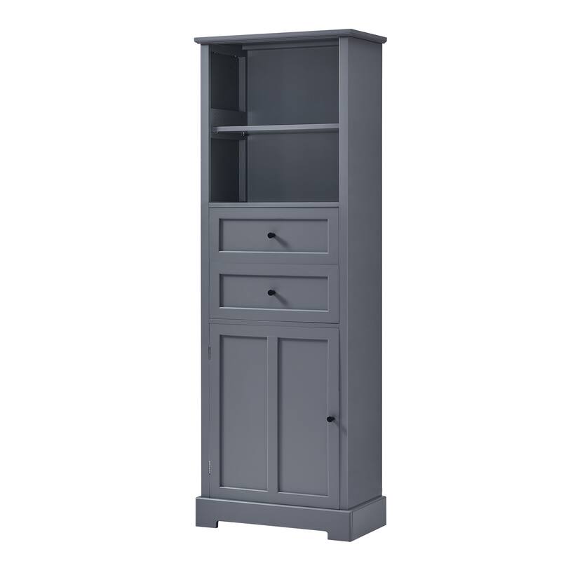 Bathroom Storage Tall Storage with Two Drawers, Open