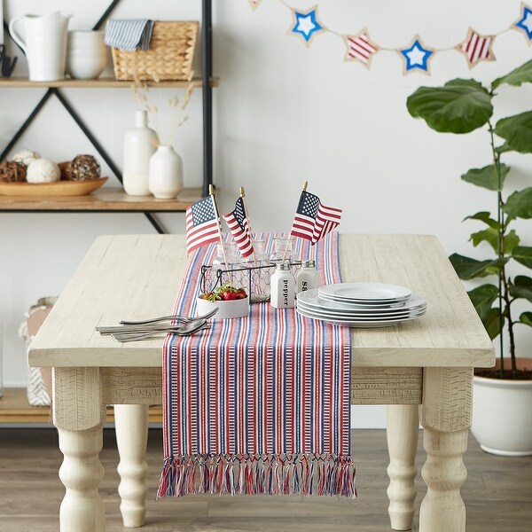 red white blue table runner