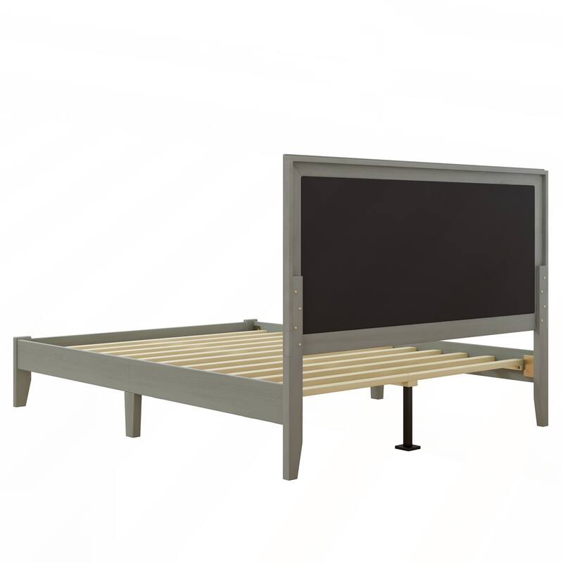 Solid Wood Platform Upholstered Headboard Bed