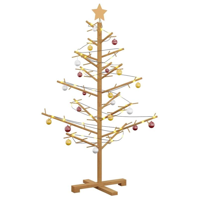 vidaXL Wooden Christmas Tree with Stand Natural/Brown Solid pine wood