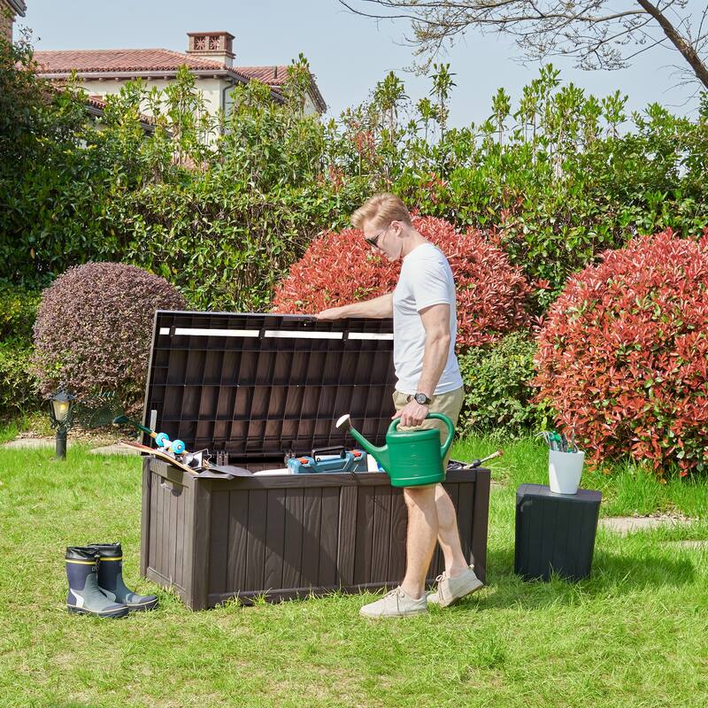 90-230 Gallons Large Resin Water Resistant Lockable Deck Box