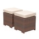 preview thumbnail 26 of 26, Outdoor Rattan Ottoman Set of 2 – Weather-Resistant Wicker Footstool with Thick Cushion