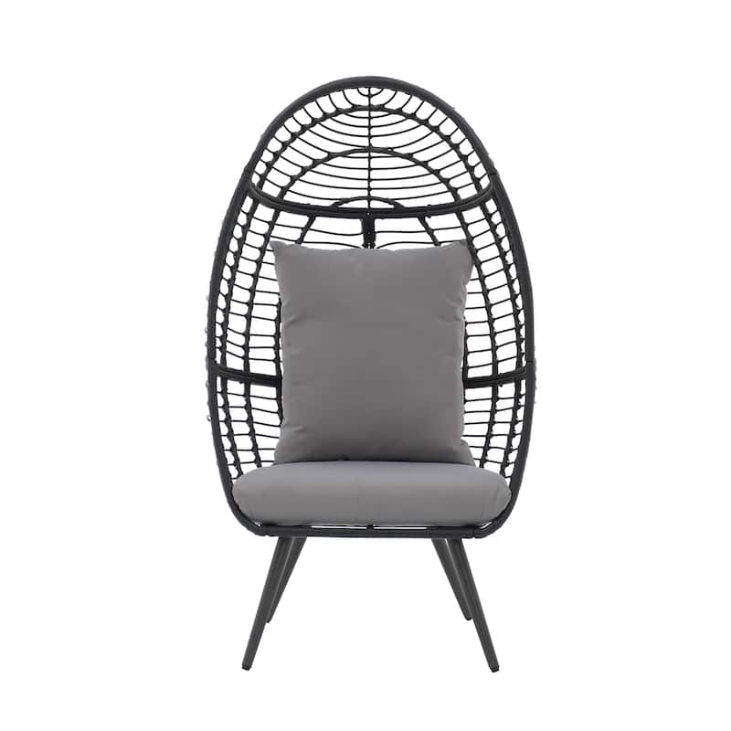 Outdoor Cushioned Wicker Egg Chair