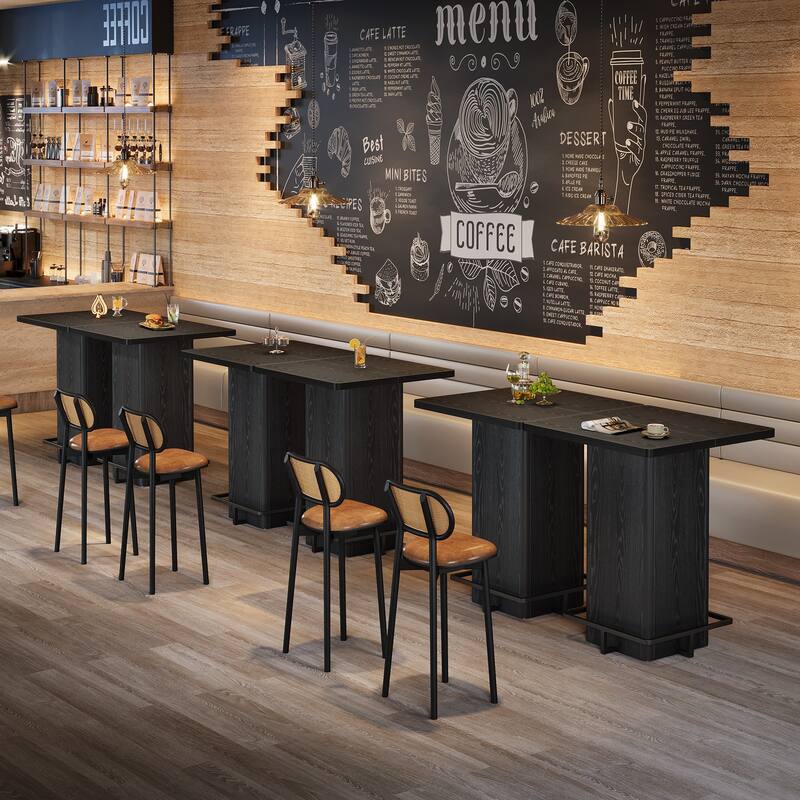 High Wood Bar Table, Bistro Pub Table, Dining Coffee Cocktail Living Room Accent Pub Desk