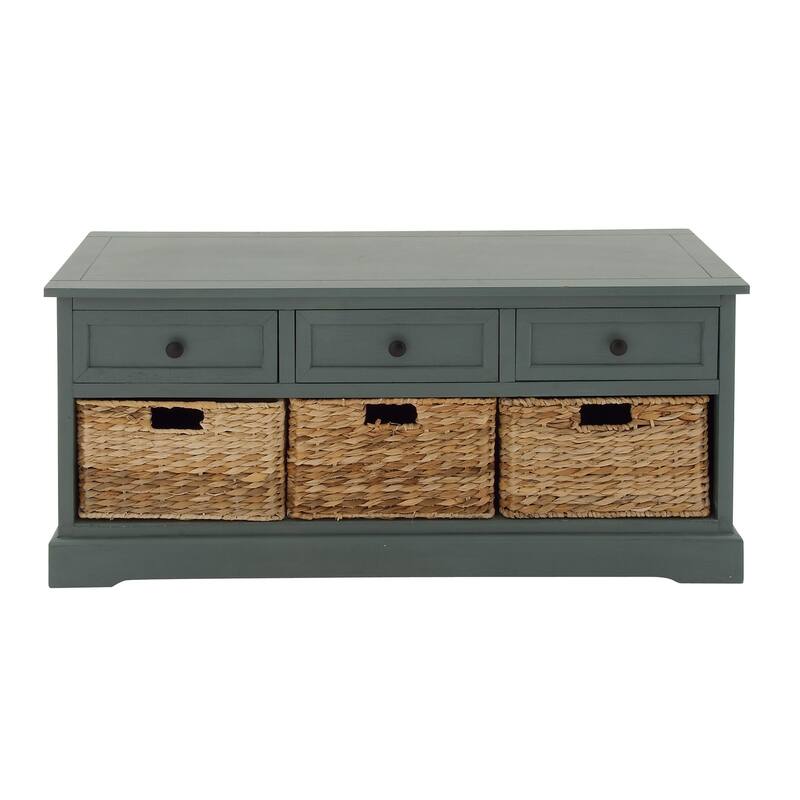 Cream, Teal, White or Brown Wood 2 Baskets and 1 Drawer Storage Unit - 16 x 13 x 28