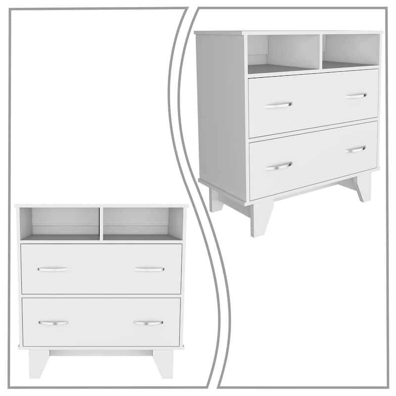 Modern Minimalist Wooden Storage Dresser with Metal Handles