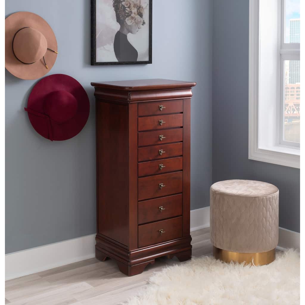 Flip-Top Wooden Jewelry Armoire with 8-Drawer - 42.75" - Brown
