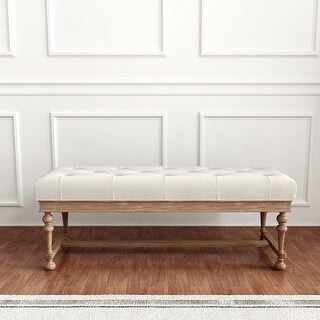 Hammond Natural White Wash 49-Inch Tufted Bench