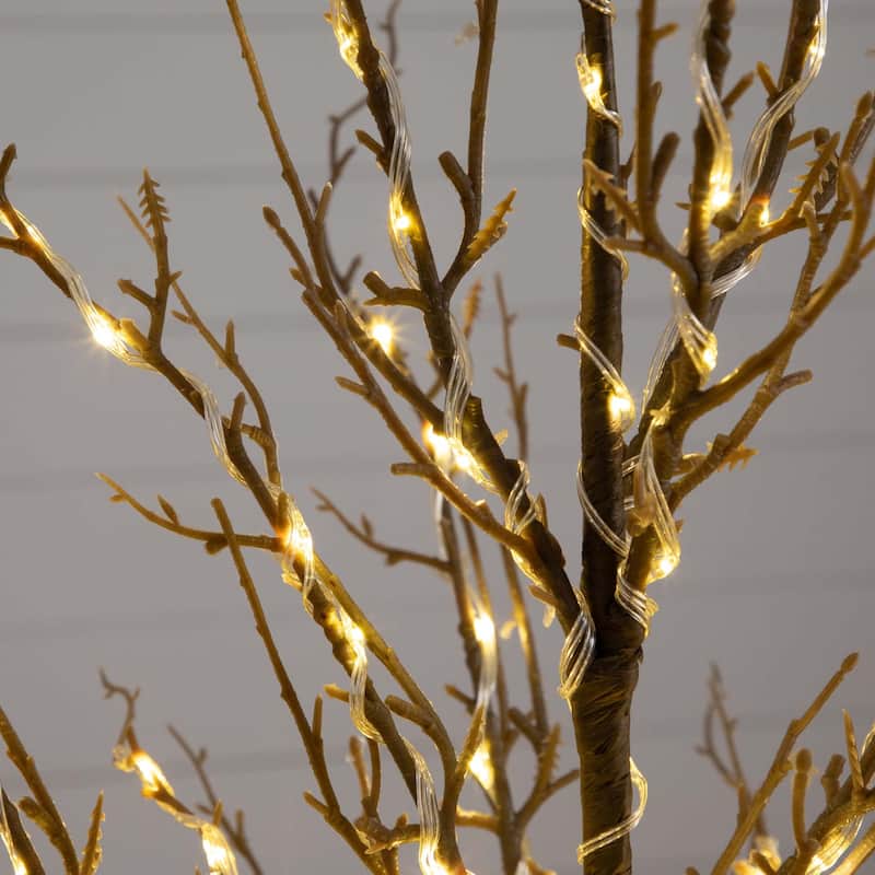 Pre-Lit Brown Twig Artificial Christmas Tree - 4' - Warm White LED Lights