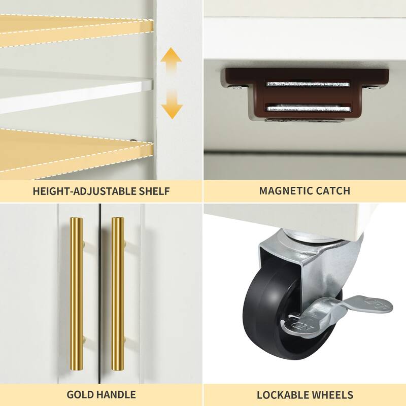 Moasis Rolling Kitchen Island Mobile Cart with Trash Can Storage Cabinet