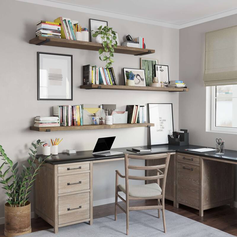 Wallniture Forte Wood Board 60" Long, 11.25'' Deep, 1.5" Thick, Wood Floating Shelf for Wall with Heavy Duty Metal Brackets, 1pc