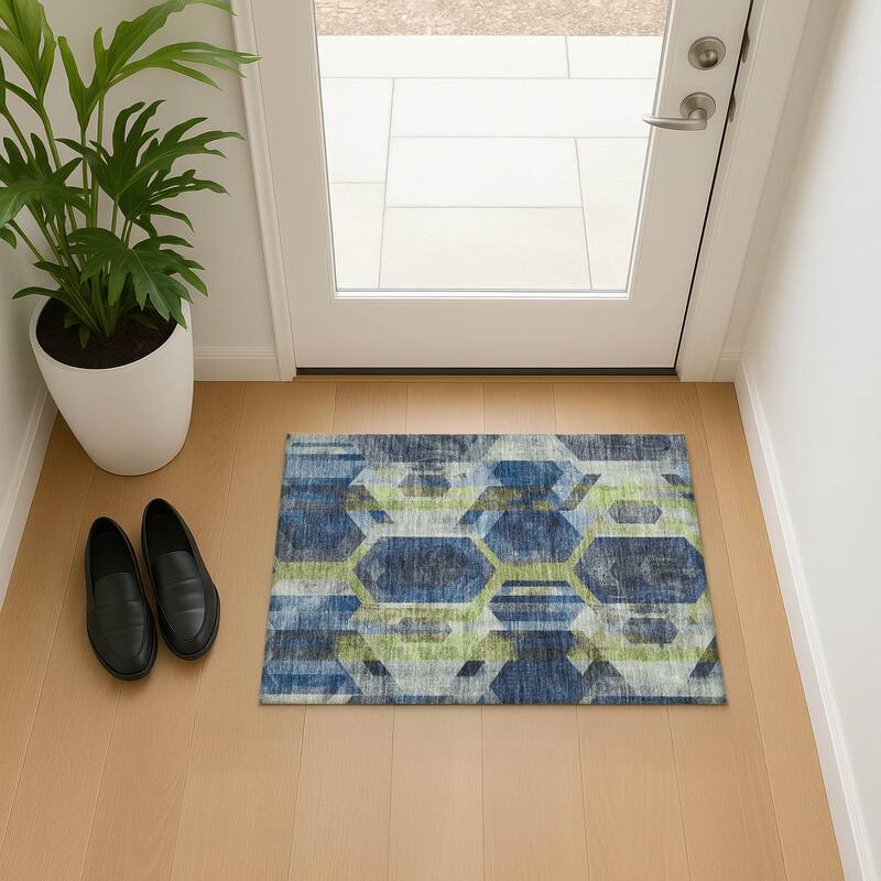 Premium Washable Super Soft Contemporary Glam Mayfield Rug - Navy - 1'8" x 2'6"