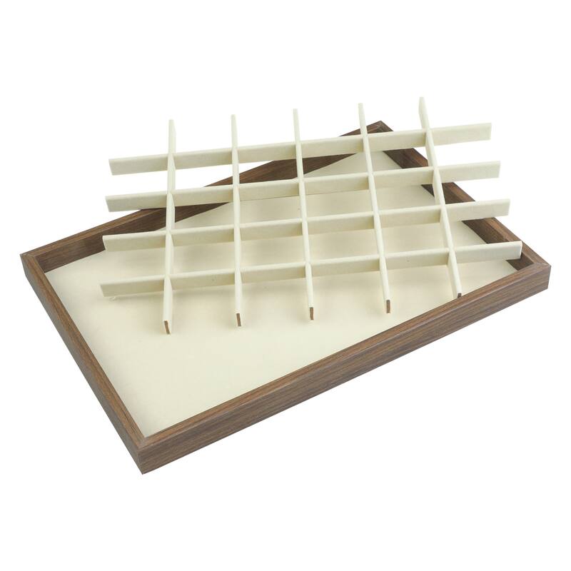 Set of 2 Stackable Velvet Jewelry Organizer Trays with Removable Dividers for Drawers, Jewelry Organizer Drawer Display Case