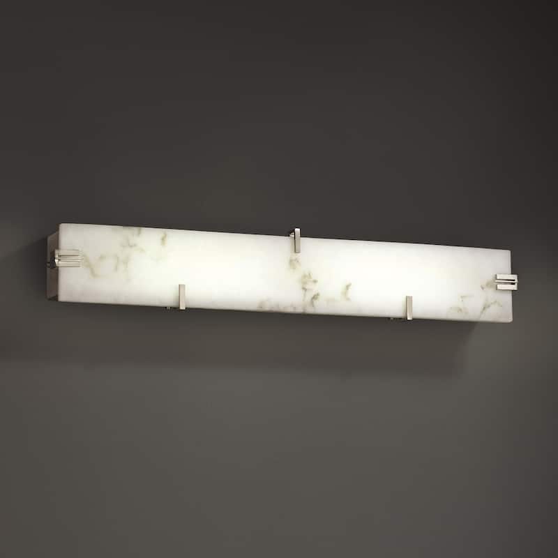 Justice Design LumenAria Clips 36-inch Brushed Nickel ADA Wall/ Bath Bar, Faux Alabaster Shade