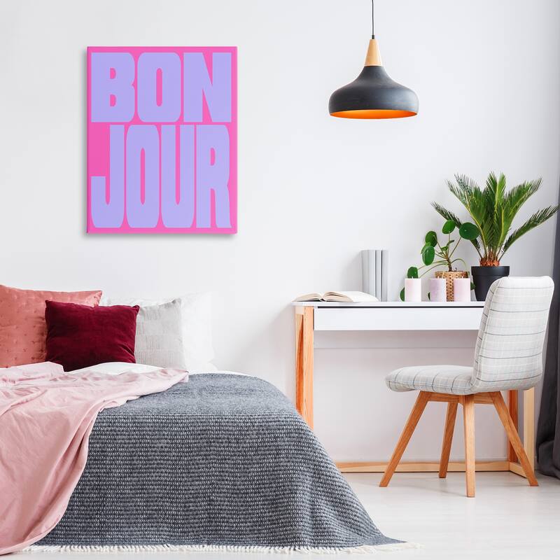 Stupell Bonjour Pink & Blue Canvas Wall Art Design By House of Lulu