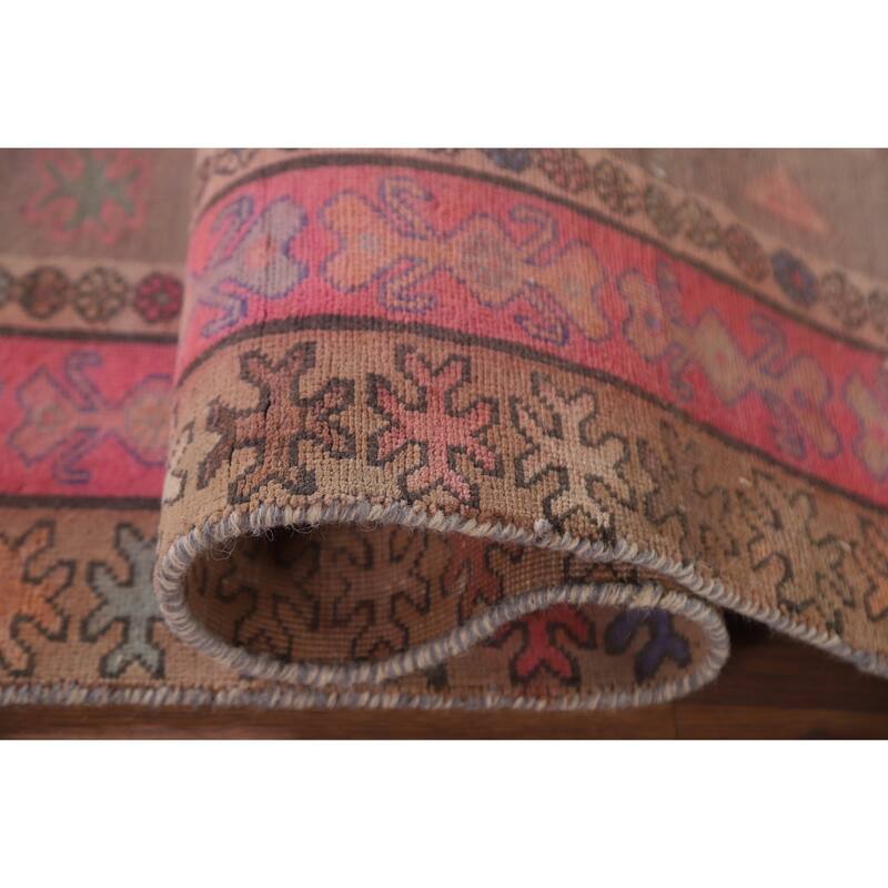 Hand Knotted Oriental 100% Wool Carpet Traditional Tribal Beige & Ivories Meshkin Runner Rug - 10' 5'' X 4' 3''