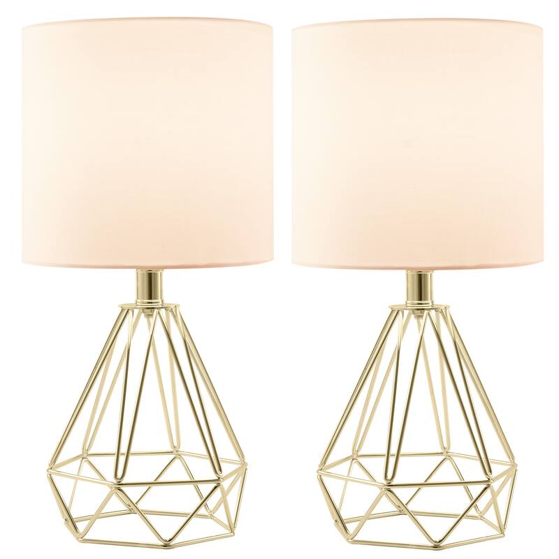 CO-Z 15.5-inch Desk Lamps with Drum Shades and Caged Bases, Set of 2