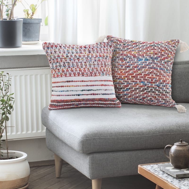 Sevita Dazzling Diamonds Chindi Throw Pillow with Tassels