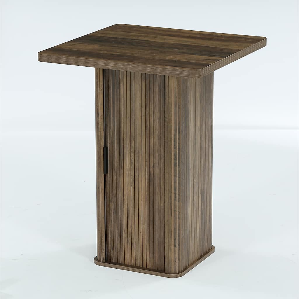 27.6" Square Bar Table with 3-Tier Hidden Storage and Sliding Doors