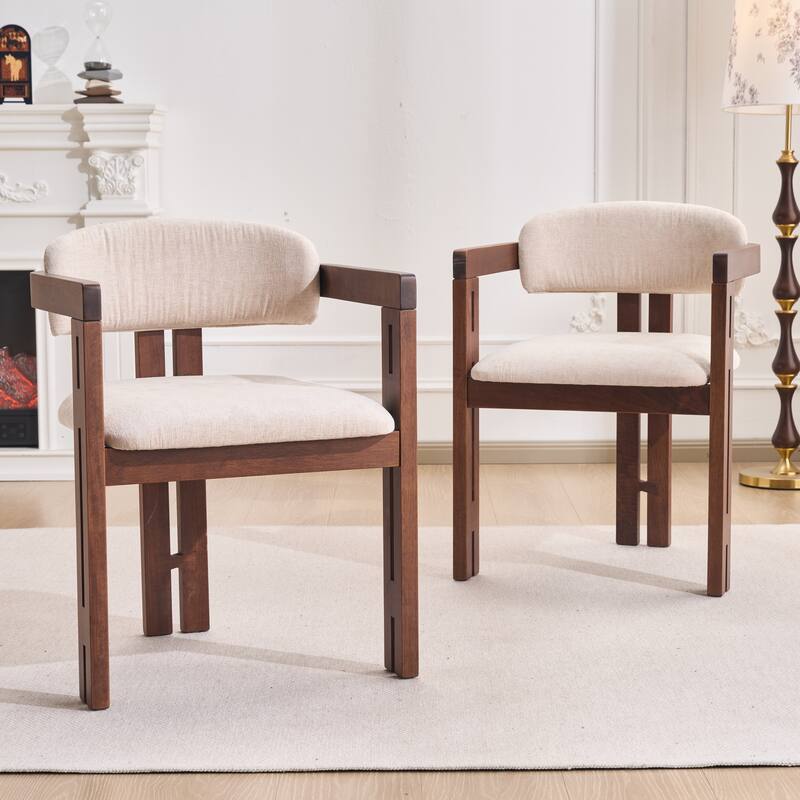 Christopher Knight Home - Modern Wooden Upholstered Dining Chair with Round Back - Set of 2 - Walnut
