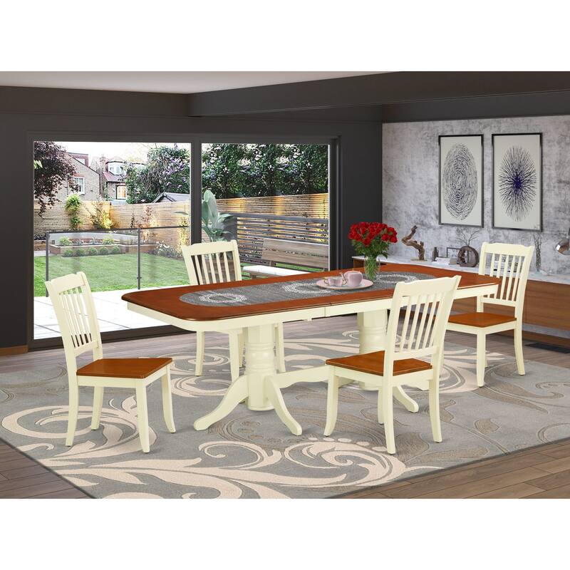 East West Furniture Modern Dining Table Set- a Rectangle Table and Dining Room Chairs, Buttermilk & Cherry (Pieces Option)