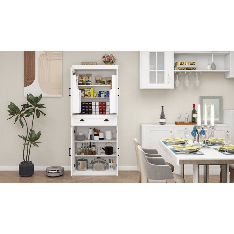 71" Kitchen Pantry Storage Cabinet Buffet Server Cabinet with 4 Doors