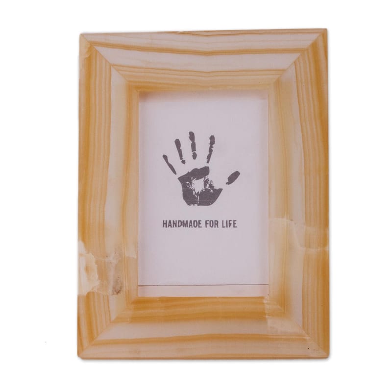 Novica Handmade Amber Stripes Onyx Photo Frame (4X6)