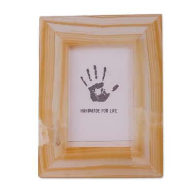 Novica Handmade Amber Stripes Onyx Photo Frame (4X6)