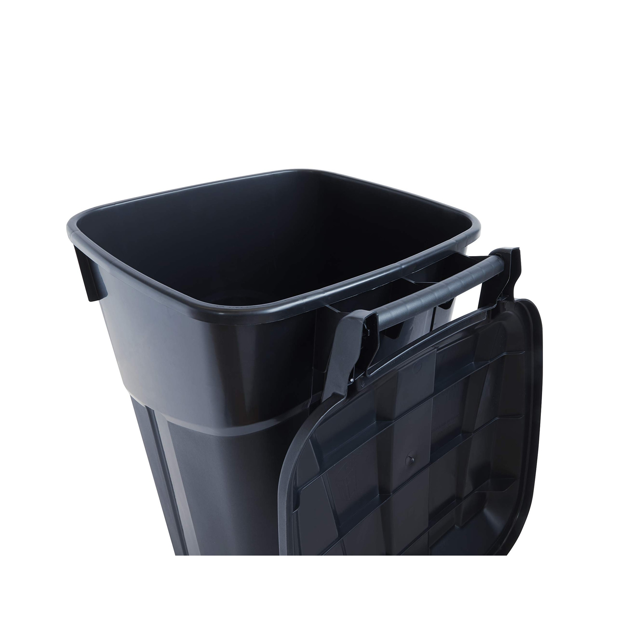 32 Gallon Wheeled Outdoor Garbage Can with Attached Snap Lock Lid and Handles, Perfect Backyard, Deck, or Garage Trash Can, 2pcs - Black