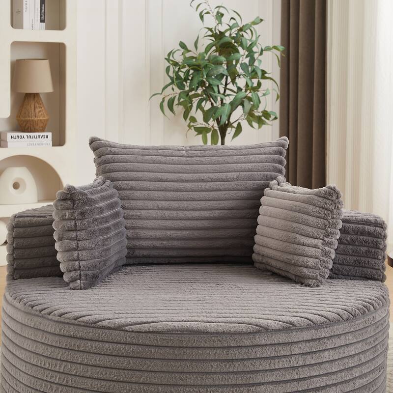 Corduroy Sponge single sofa,No Assembly Required,Fluffy Modern Sleeper Chair for Living room, Bedroom