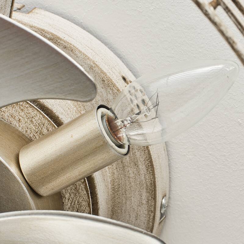 18" Antique White Caged 4-Light Low-Profile Flush Mount Ceiling Fan with Remote