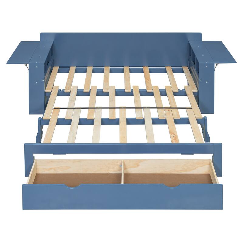 Roomfitters 4-in-1 Full Size Daybed with Desk, Storage Drawers and Hydraulic Table