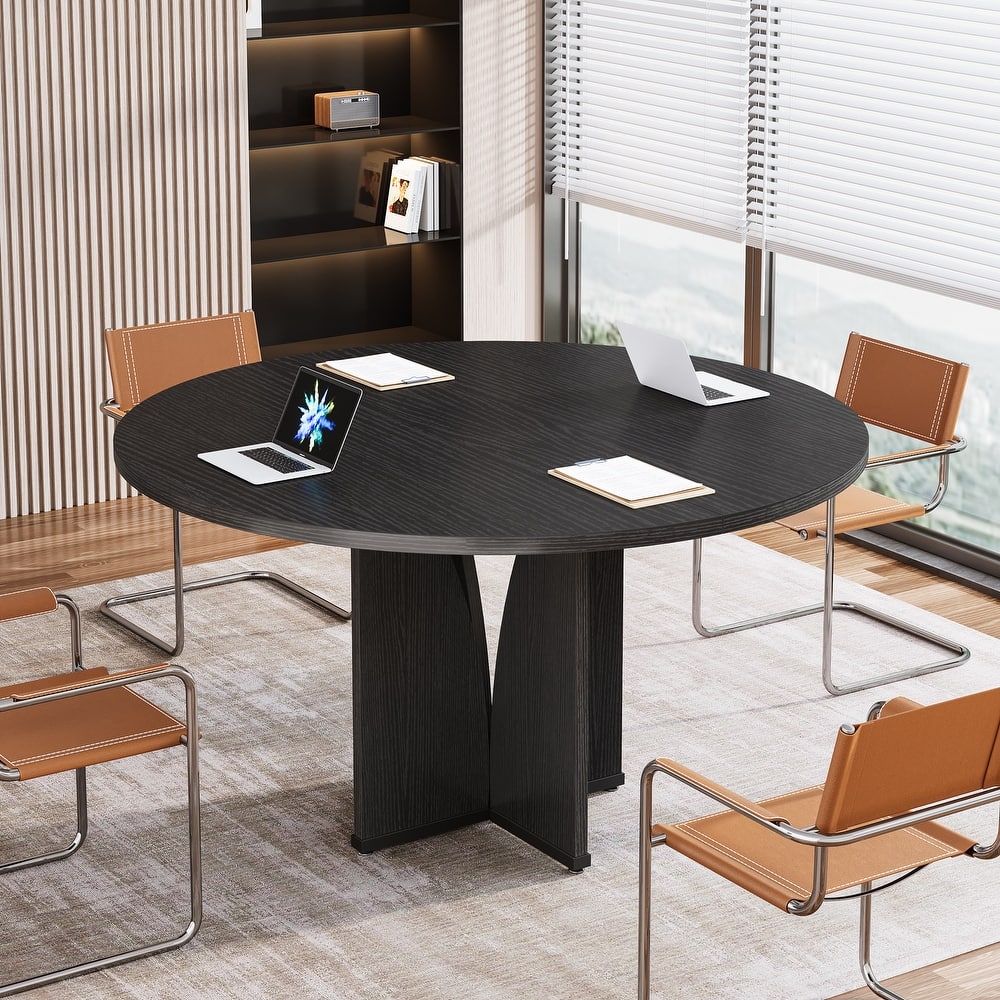 Wooden Conference Table, Round Meeting Table, Negotiation Business Training Room Desk
