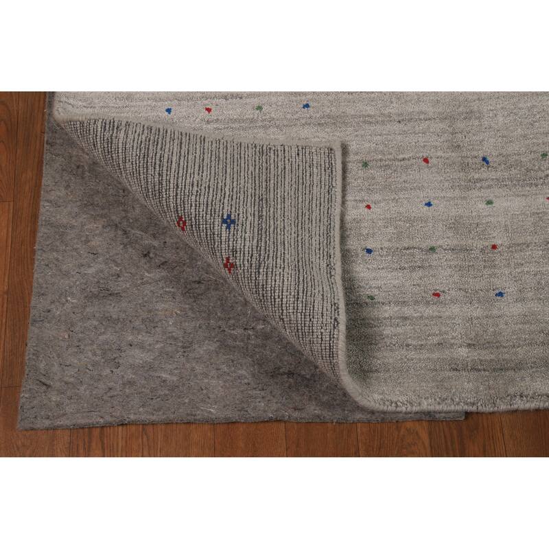 Tribal Gray Gabbeh Area Rug Handmade Wool Carpet - 7'11" x 12'1"