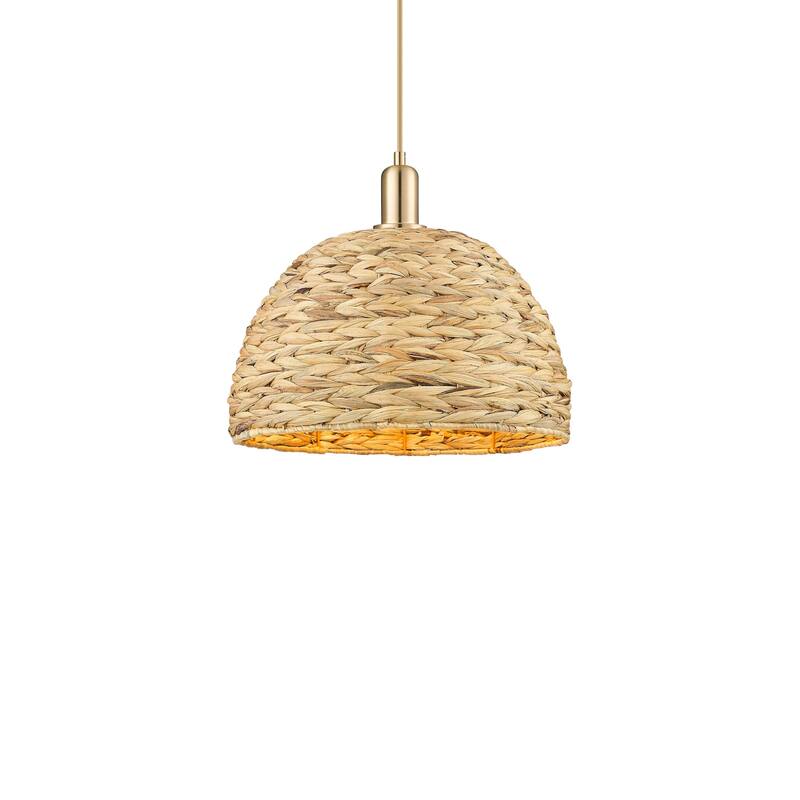 Innovations Lighting 716-1S-14-16 Woven Rattan Pendant Woven Rattan - Champagne Bronze / Natural