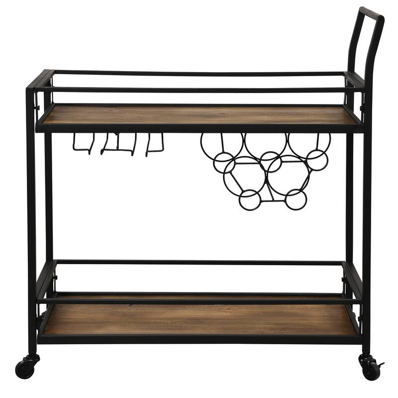 FirsTime & Co. Francesca Bar Cart, Metal Frame, Wood/Glass Top