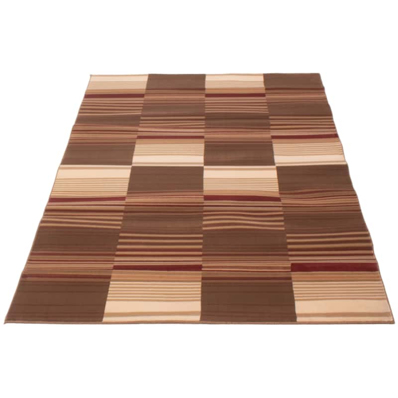ECARPETGALLERY Machine Woven Lotus Mod Brown Polypropylene Rug - 5'3 x 7'7