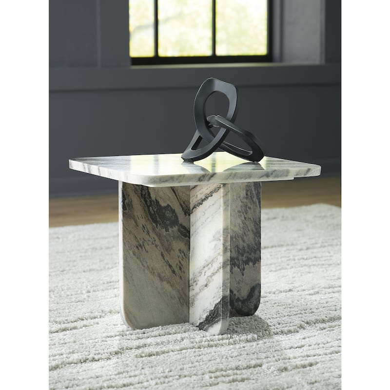 Signature Design by Ashley Baretton White/Black Accent Cocktail Table - 18"W x 18"D x 15"H