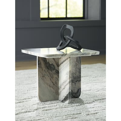 Signature Design by Ashley Baretton White/Black Accent Cocktail Table - 18"W x 18"D x 15"H