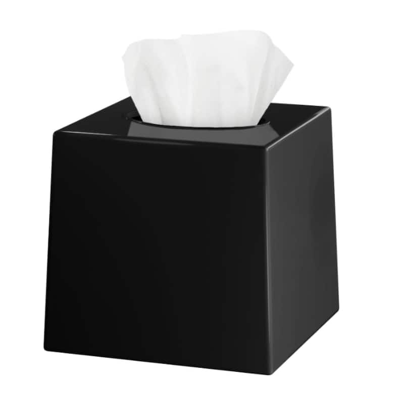 DWËLLZA HOME Square Black Plastic Tissue Box Cover