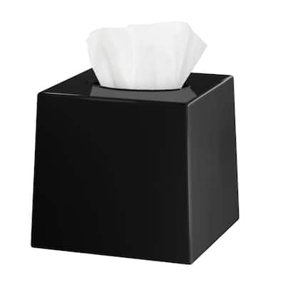 DWËLLZA HOME Square Black Plastic Tissue Box Cover