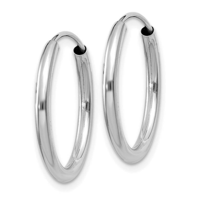 Curata 14k White Gold Polished Endless Hoop Earrings - 17x17mm