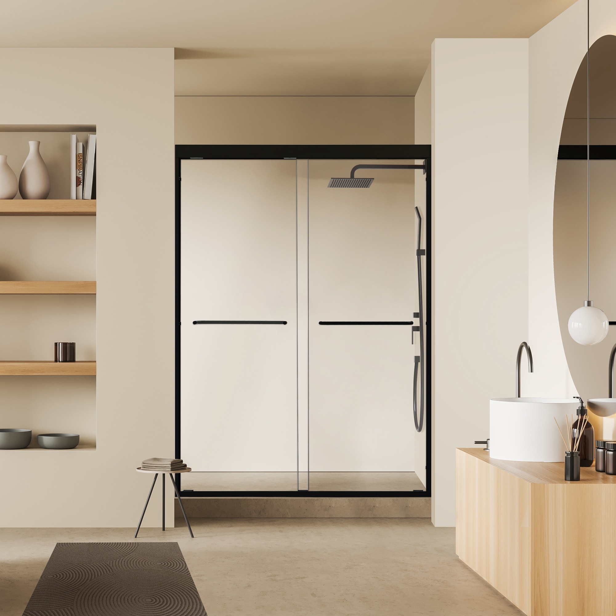 Altair Ennis By Pass Framed Shower Door in Polished Chrome Finish with Clear Glass